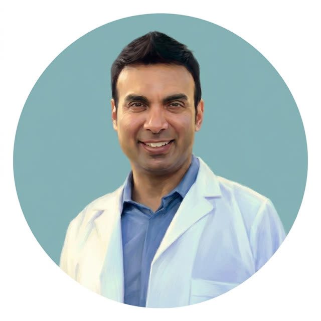 Illustrated portrait of Dr. Sal Nadkarni, DO